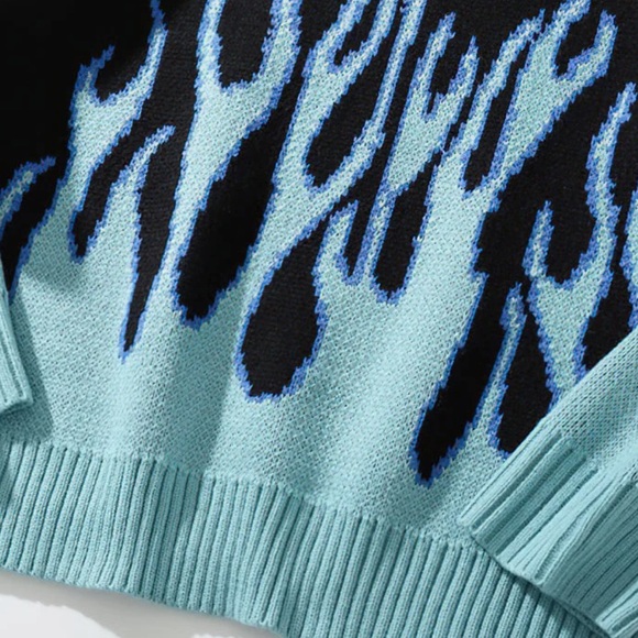 Black and Blue Flame Sweater - Picture 7 of 7